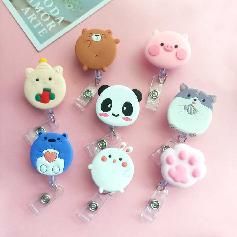 Kawaii Tech Accessories - 만화 팬더 햄스터 고양이 배지 릴