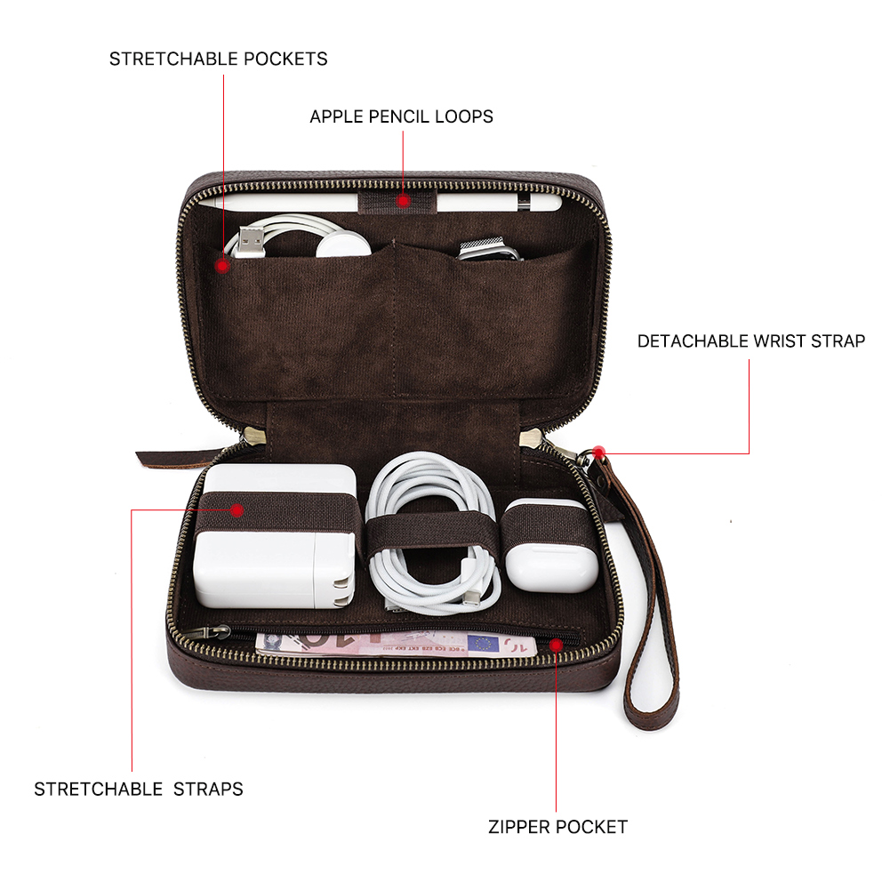 정품 가죽 휴대용 USB 데이터 케이블 보관 가방, 이 - Tech Accessories Case 리뷰 및 가격