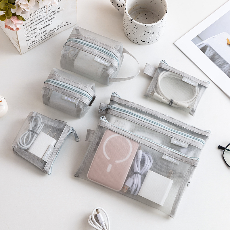 그레이 메쉬 정리 가방 – 여행, 화장품, 문구류, 전 - Tech Accessories Case 리뷰 및 가격